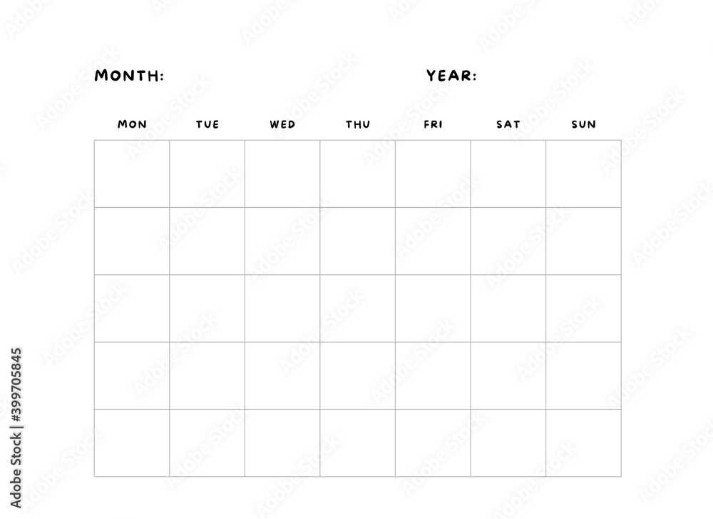 blank monday to friday calendar template