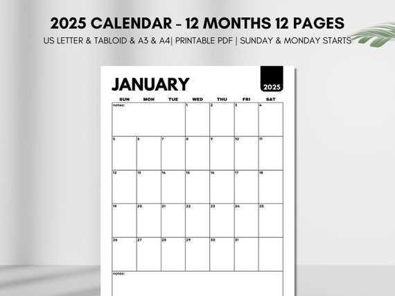 blank monthly calendar template 2025