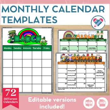 blank monthly calendar template editable