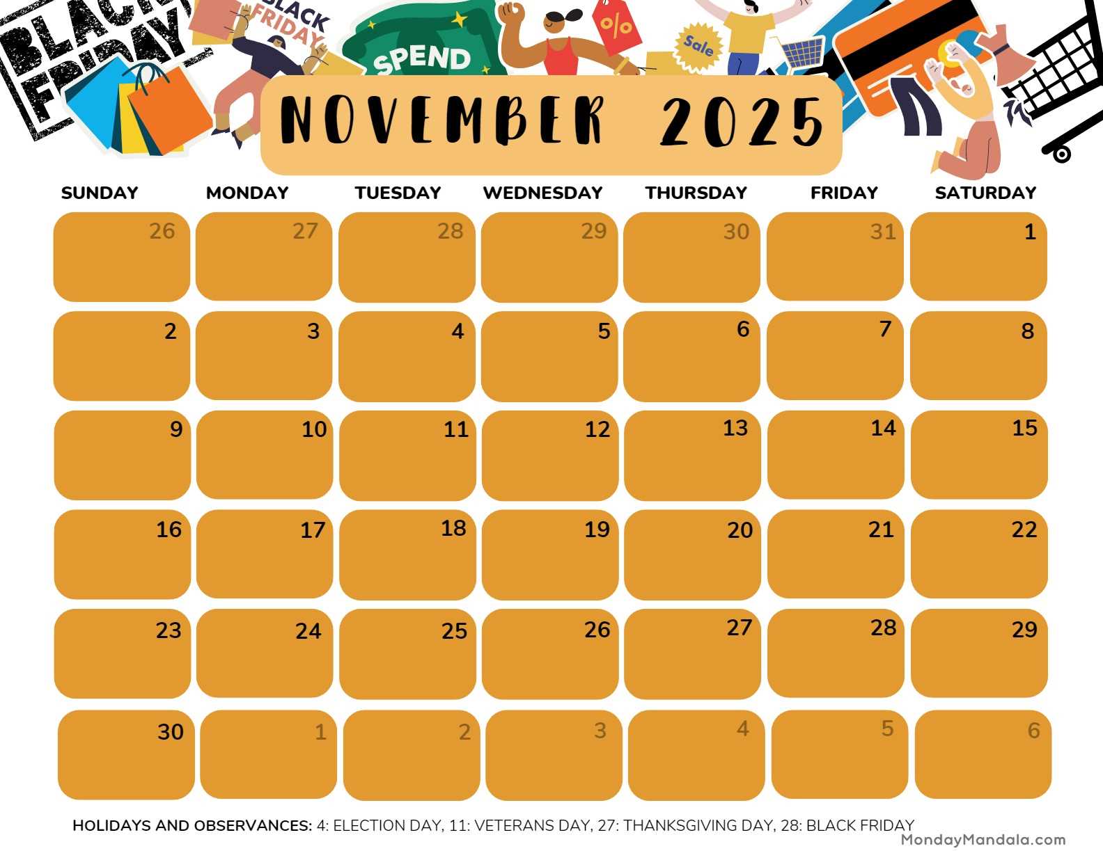 blank november calendar template 2025