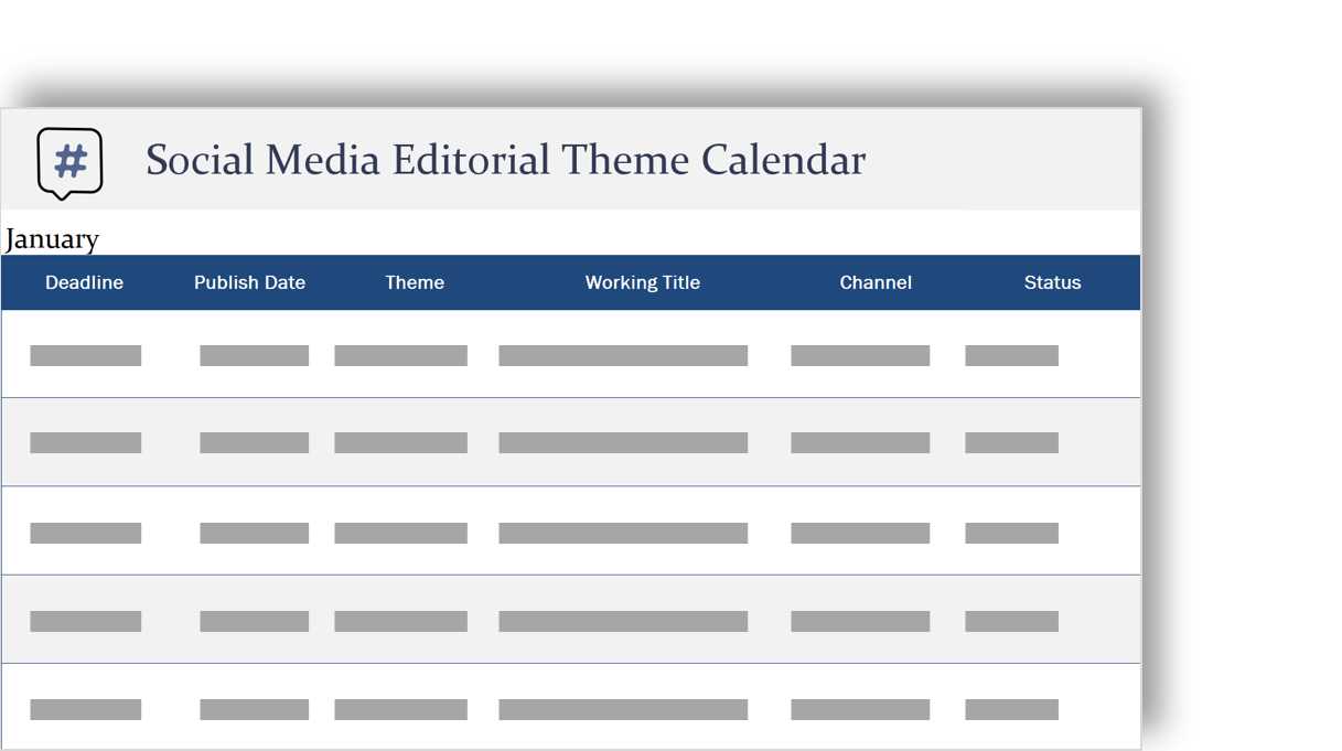 blank social media calendar template