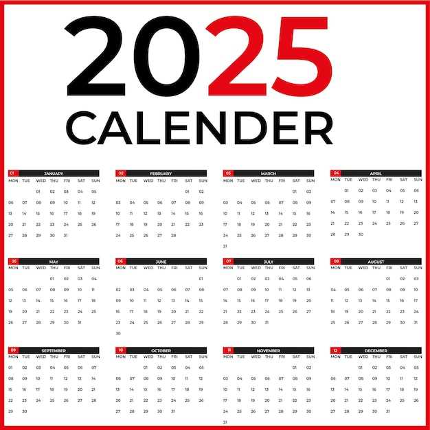 blank yearly calendar template 2025