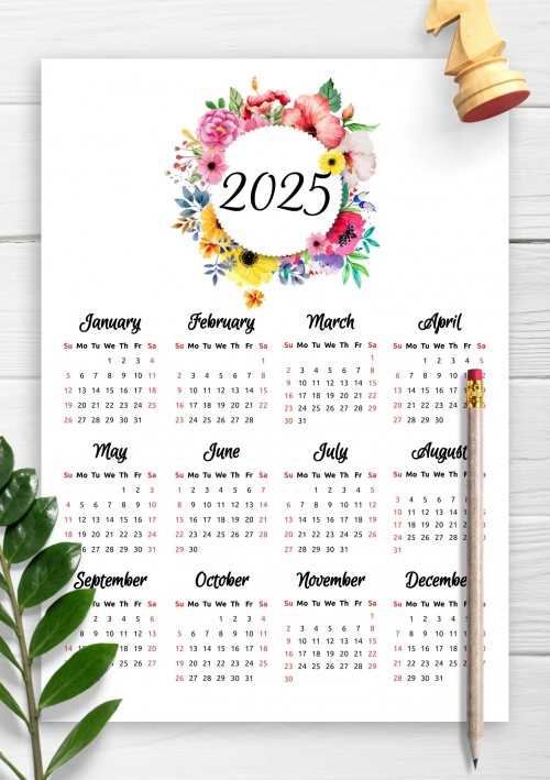 blank yearly calendar template 2025