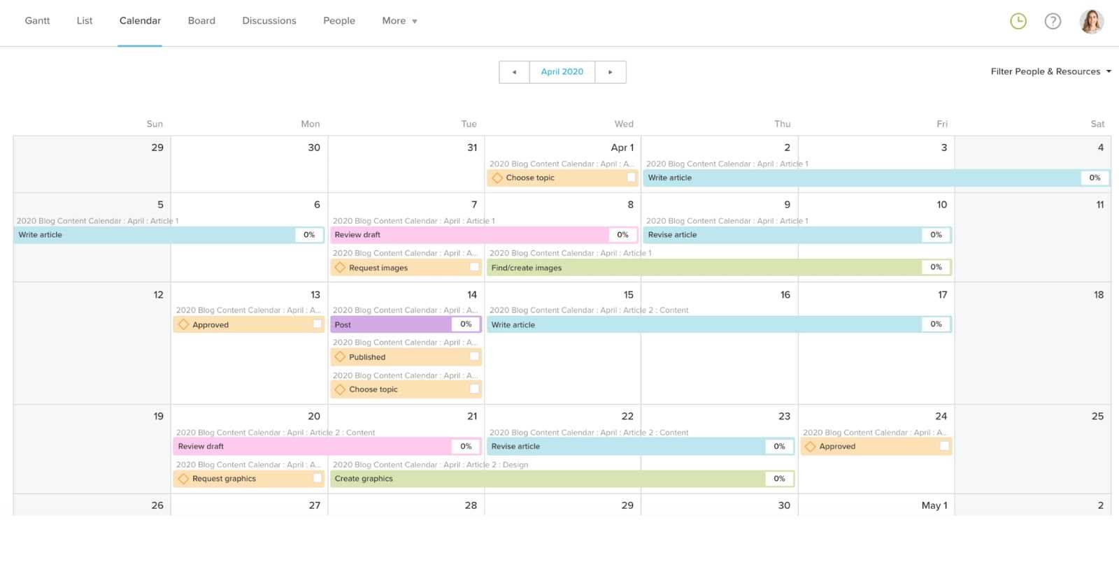 blog post calendar template