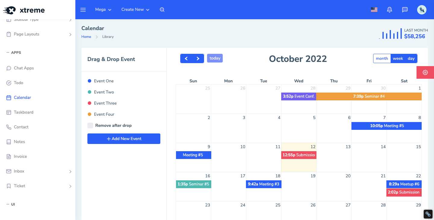 bootstrap 5 calendar template