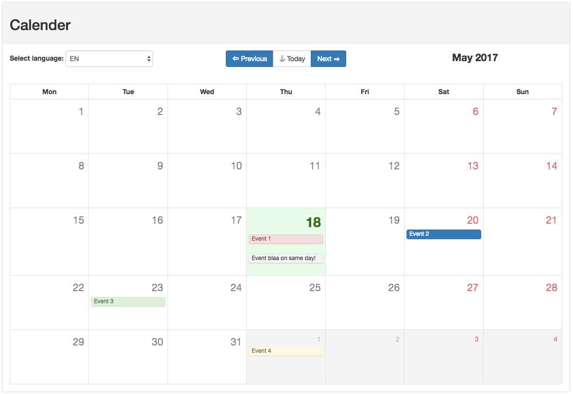 bootstrap 5 calendar template