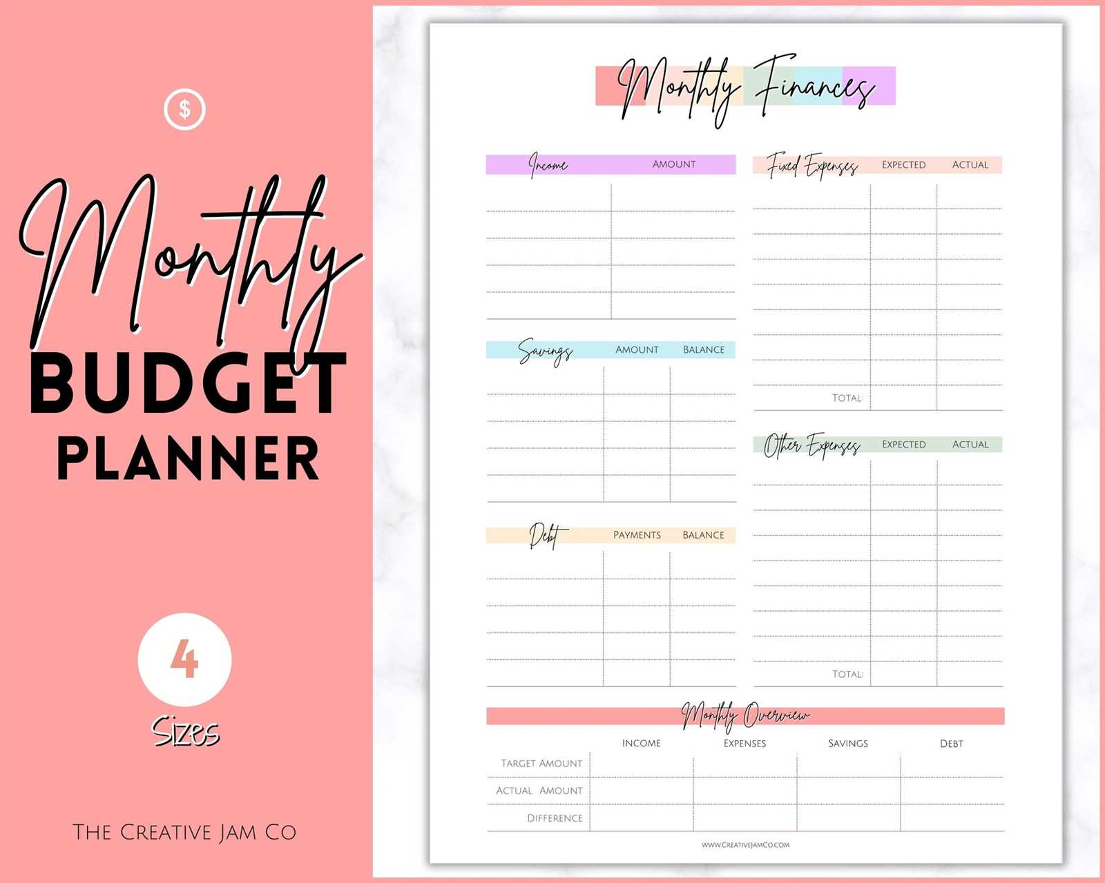 budget calendar template printable