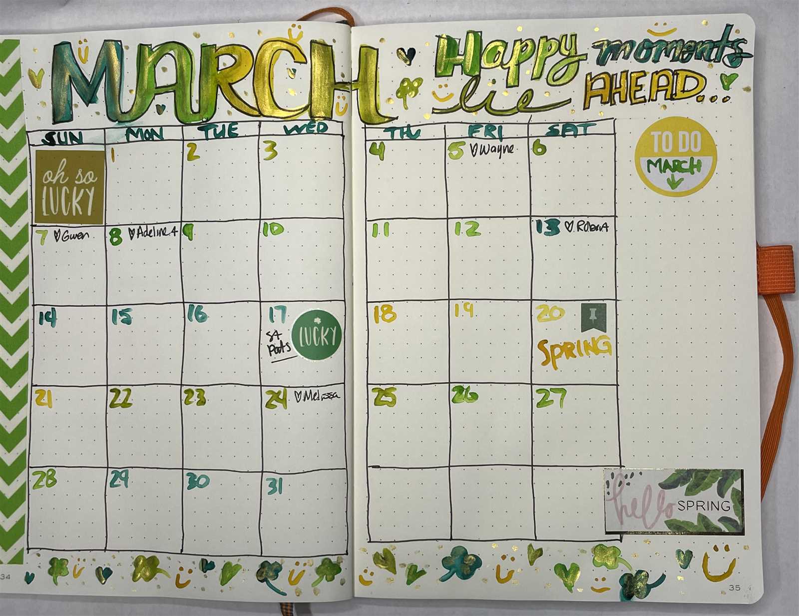 bullet journal monthly calendar template