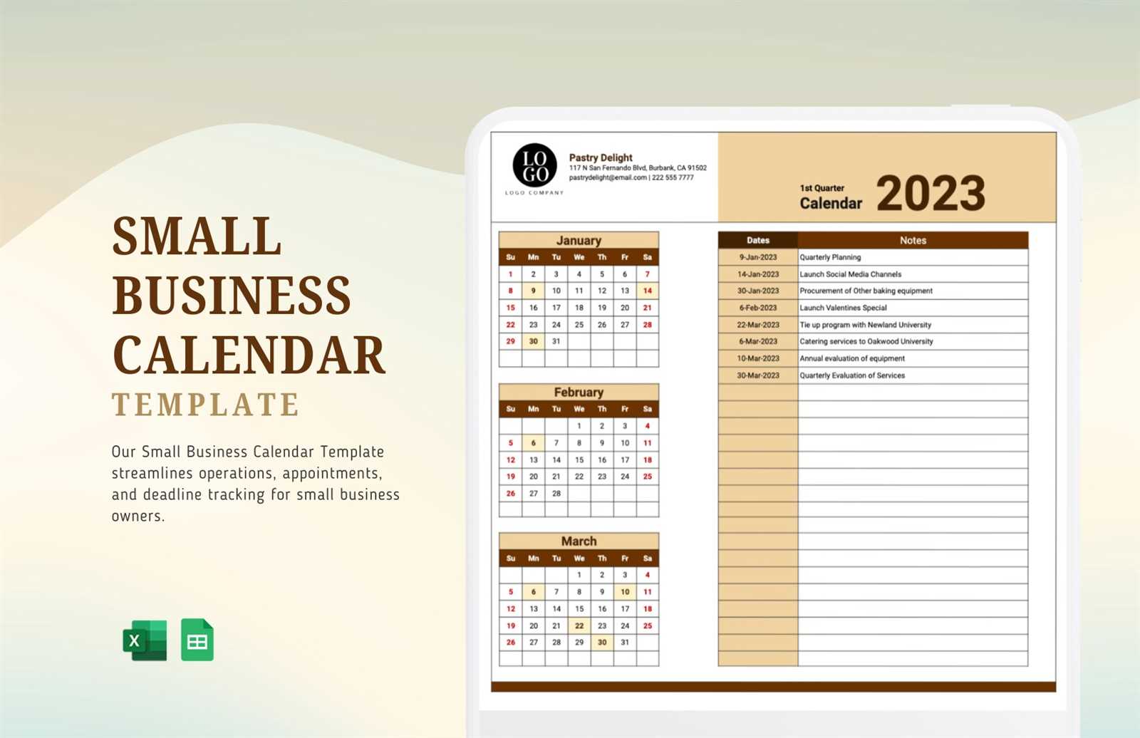 business calendar templates