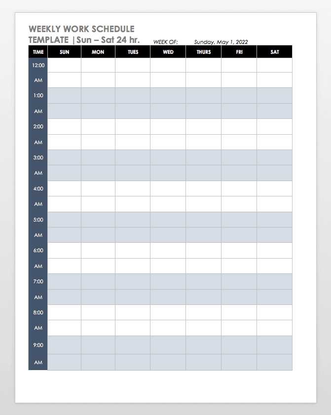 business week calendar template