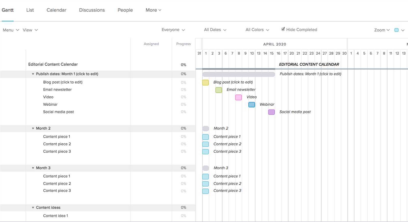 cadence calendar template