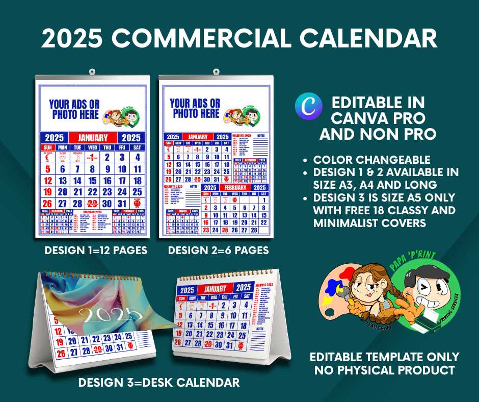 calendar 2025 editable template