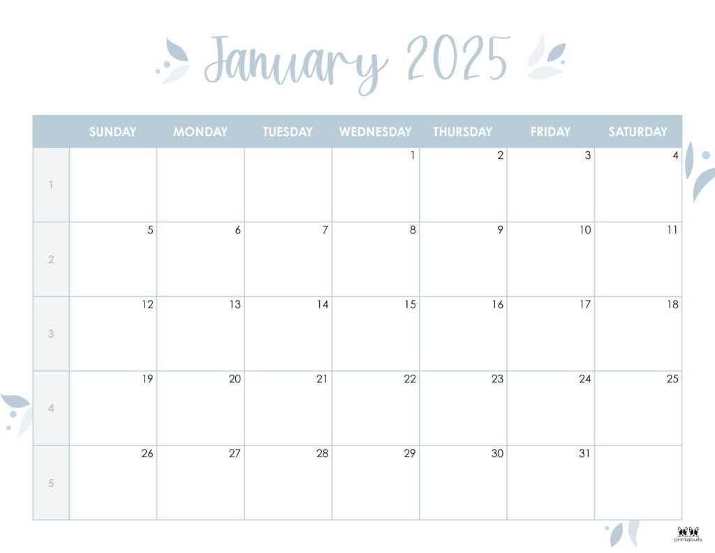 calendar 2025 printable template