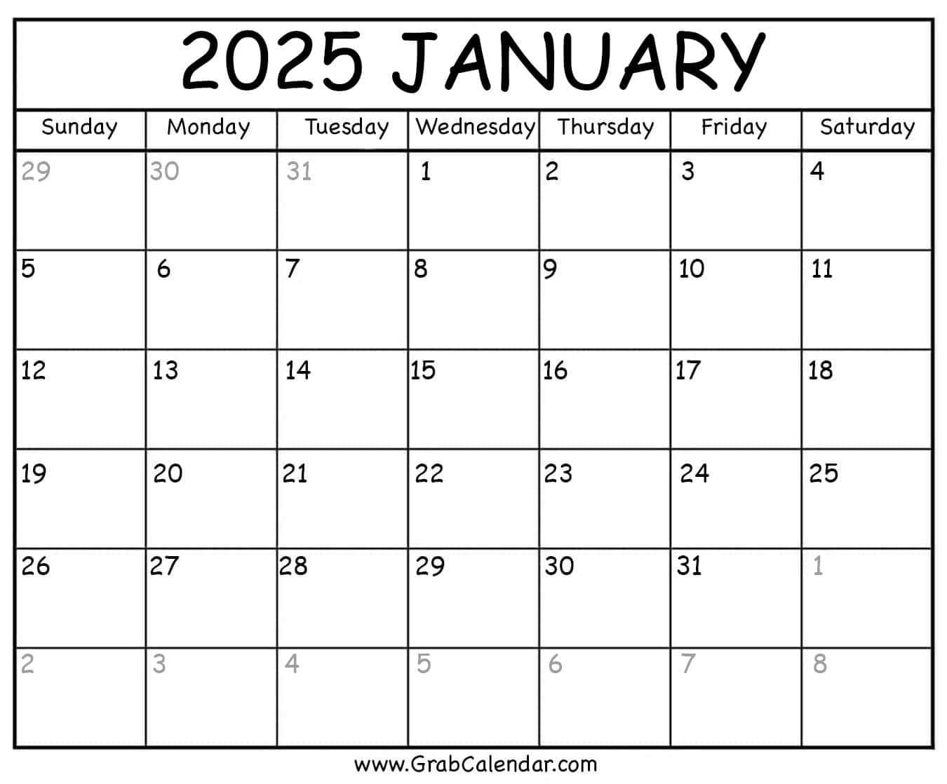 calendar 2025 template