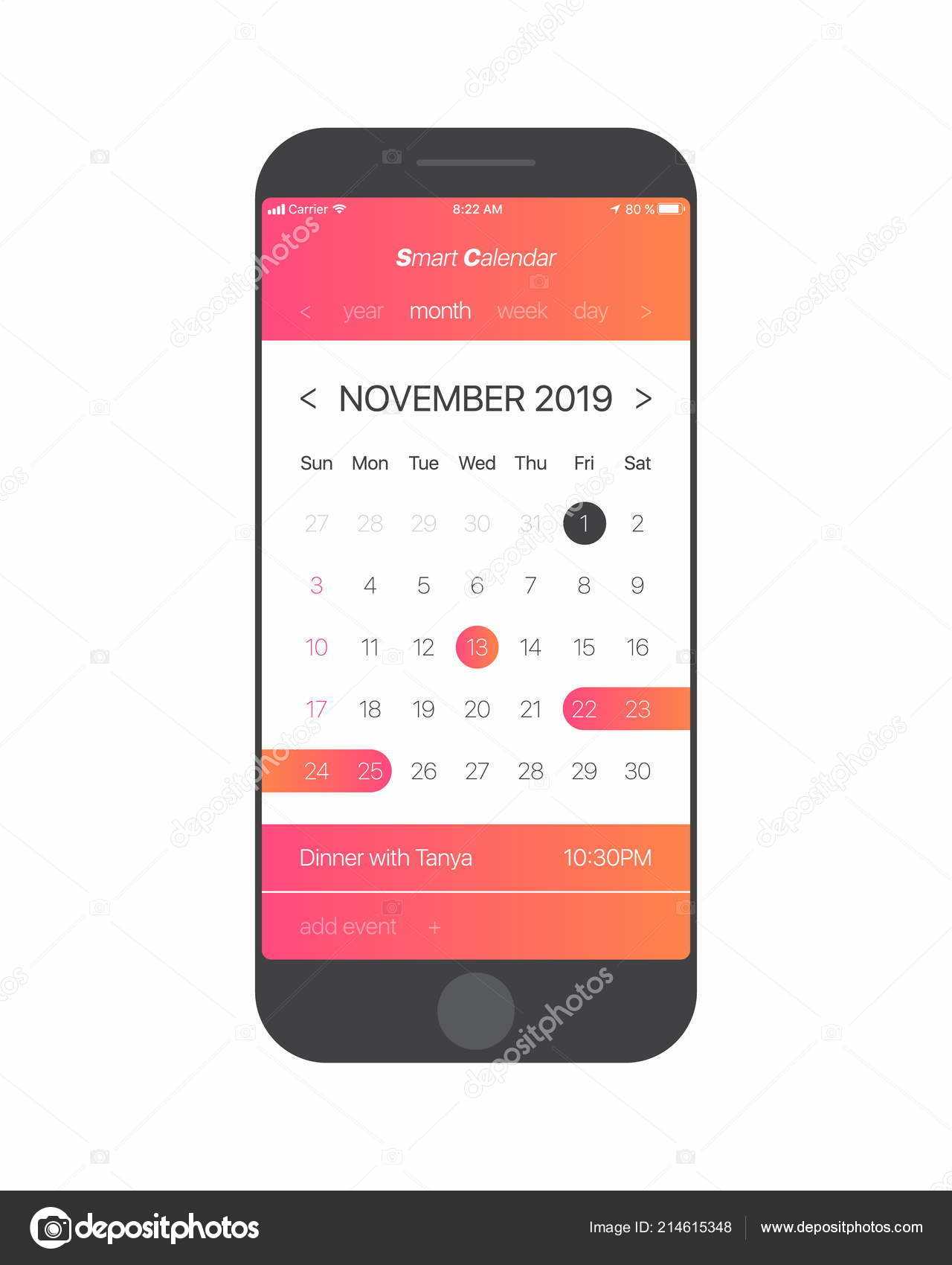 calendar app template