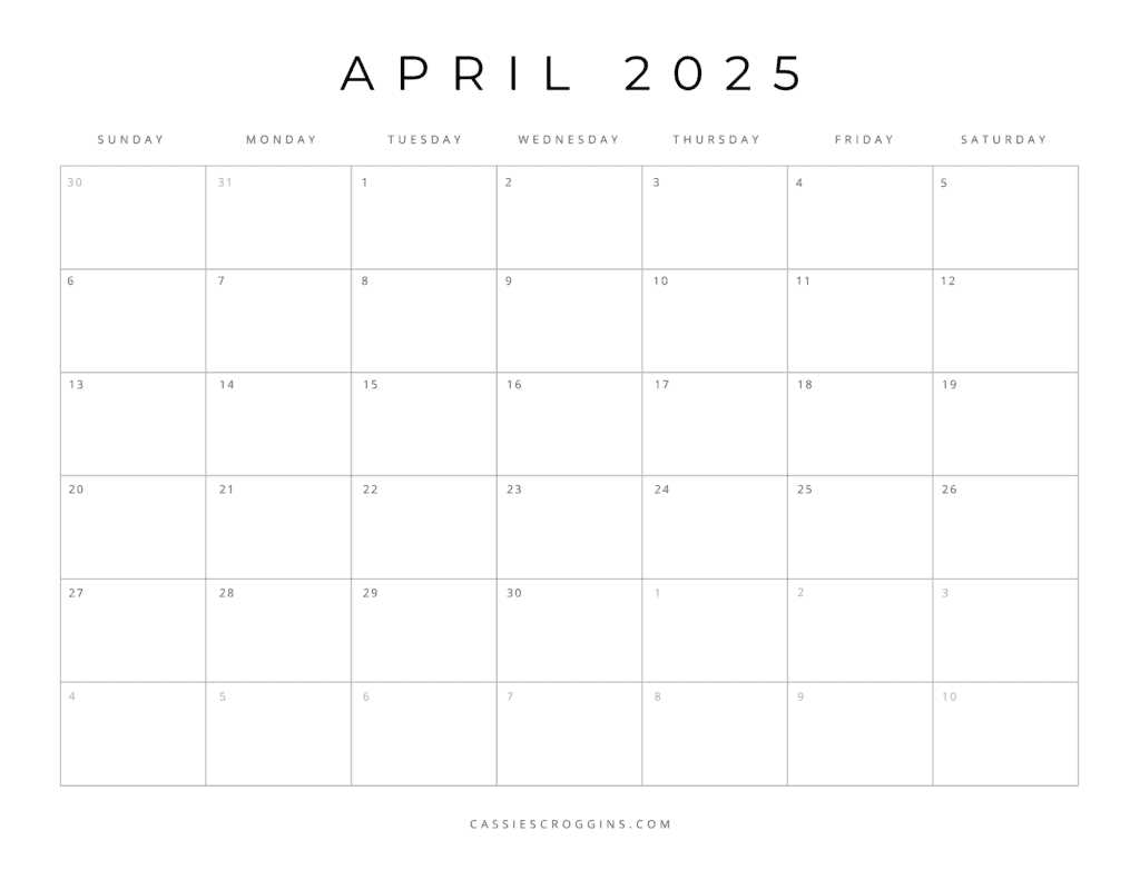 calendar april 2025 template