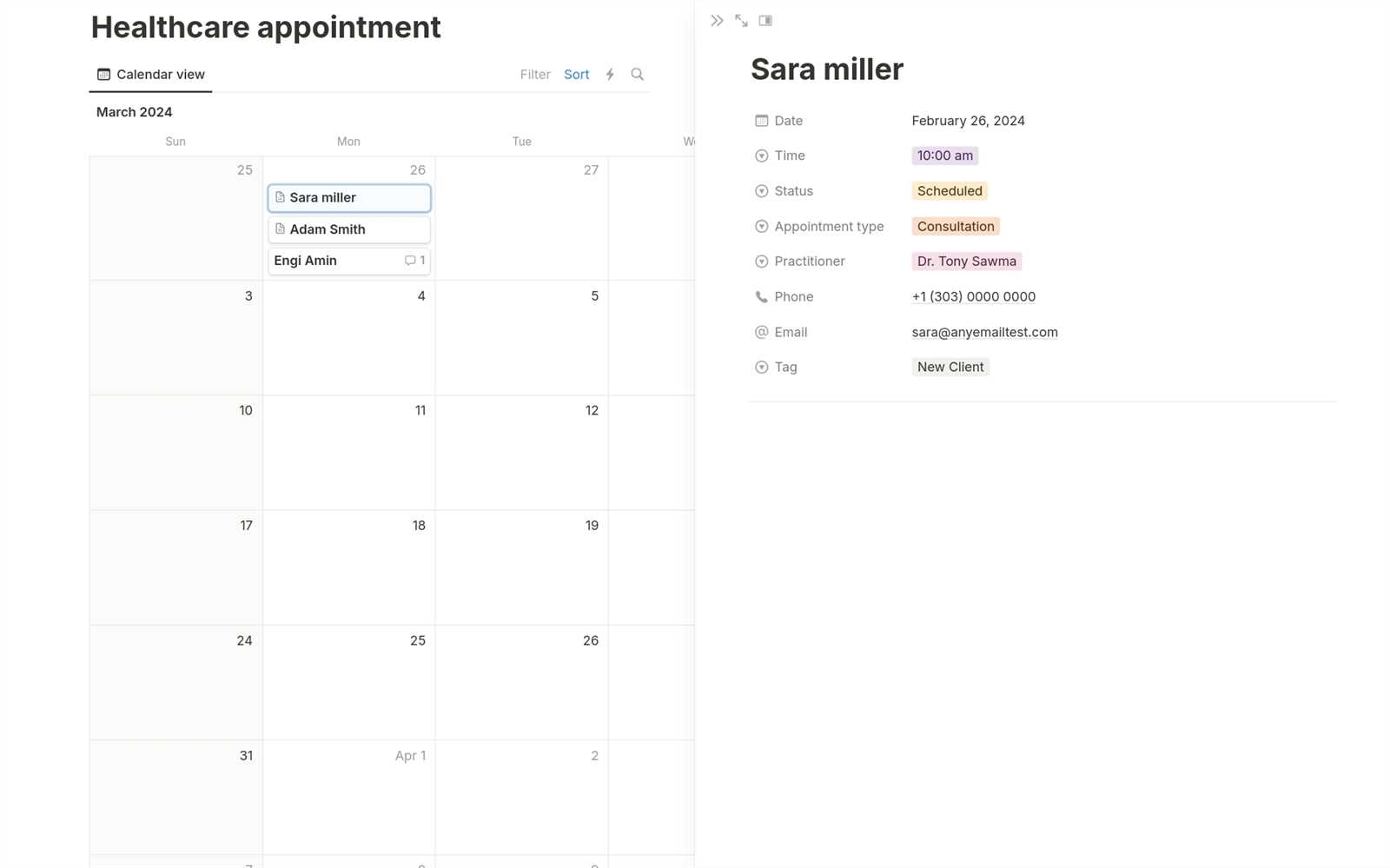 calendar booking template