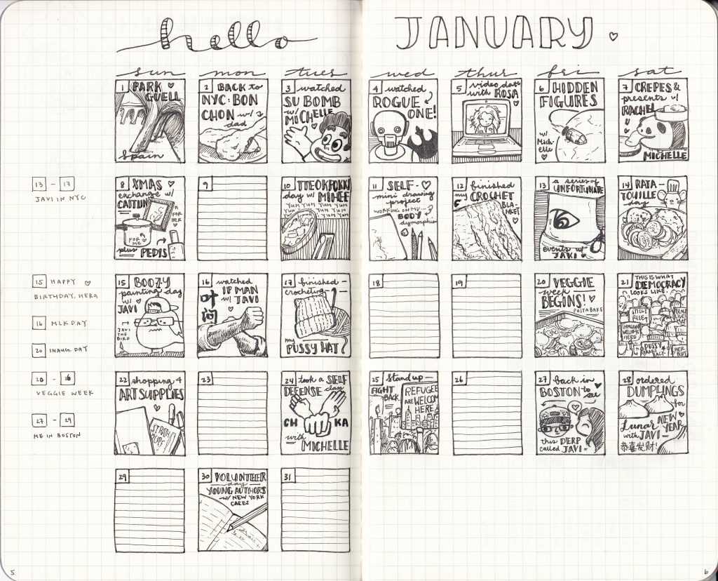 calendar bullet journal template