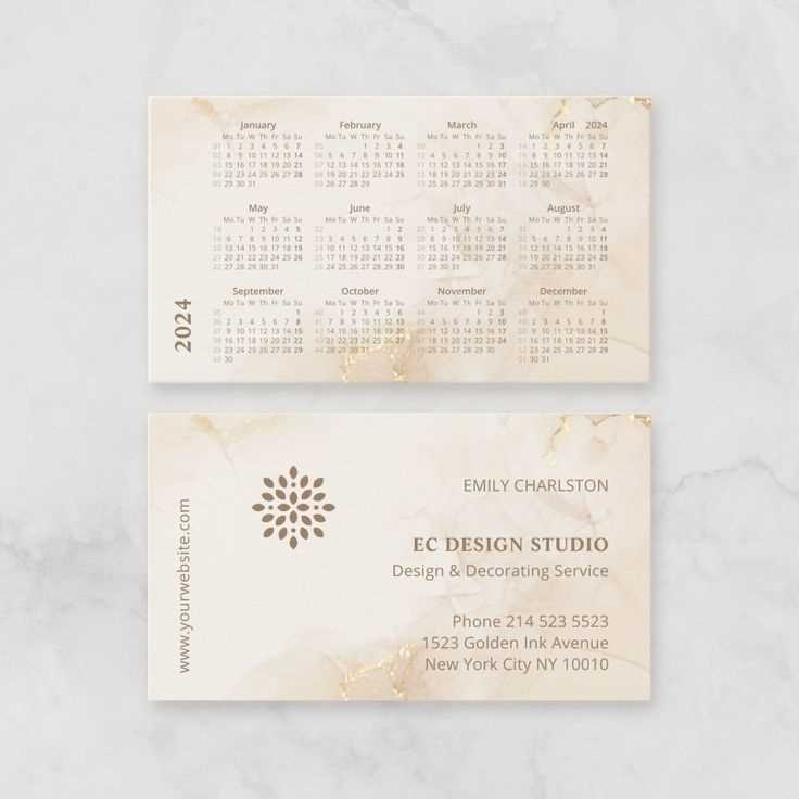 calendar business card template