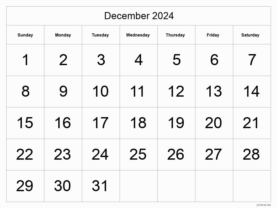 calendar december template