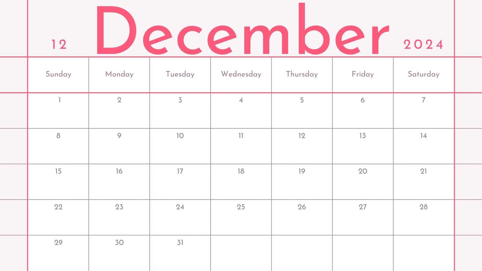 calendar december template