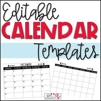 calendar editable template