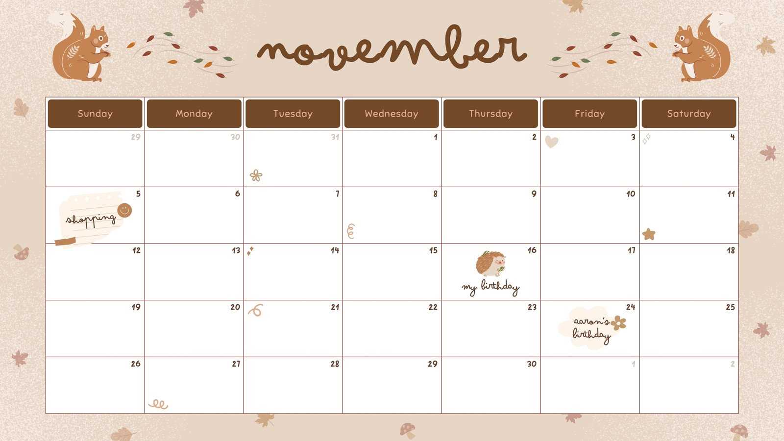 calendar editable template free