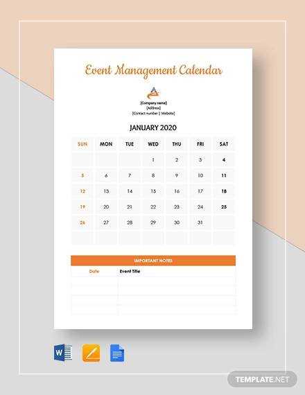 calendar events template