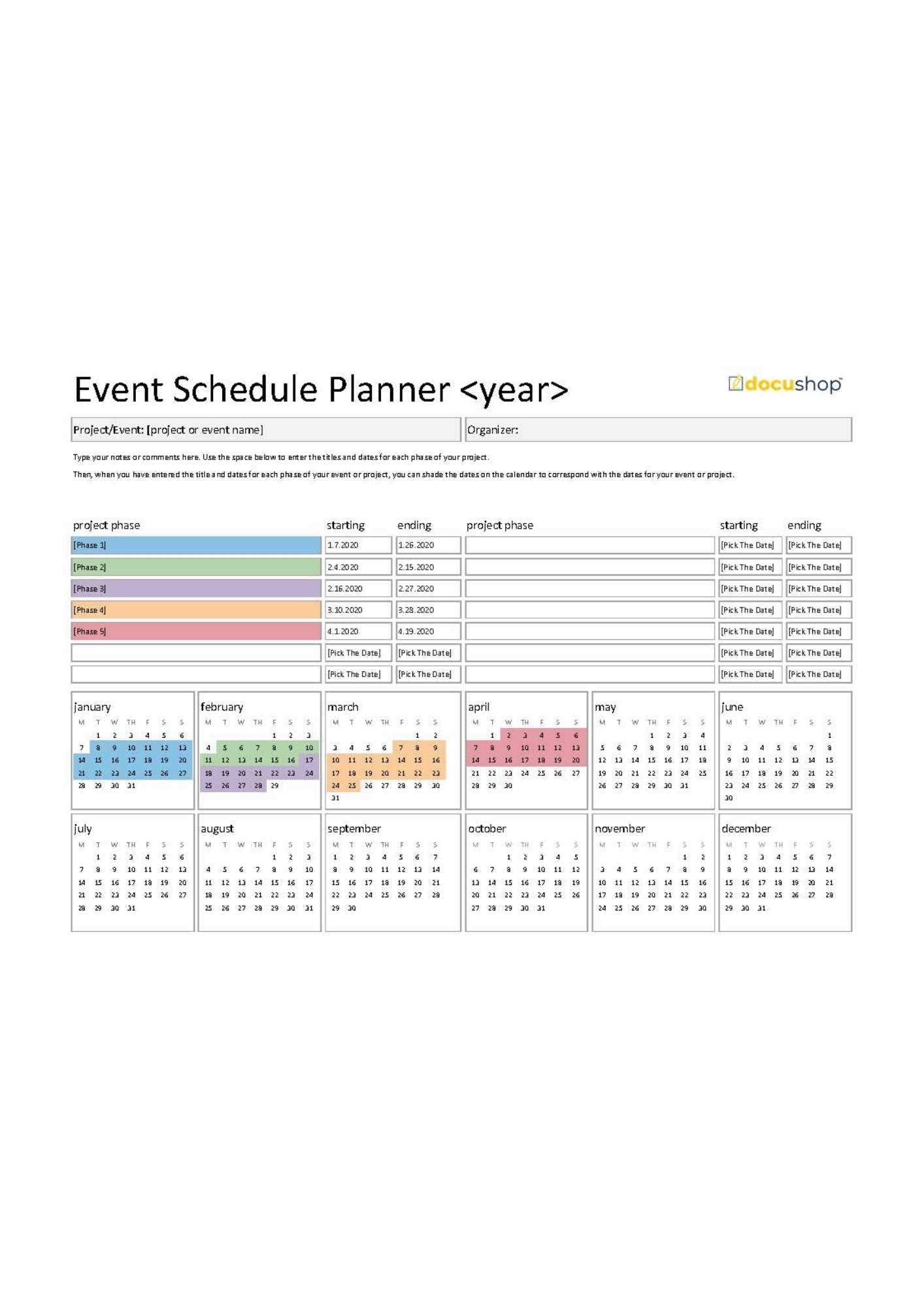 calendar events template