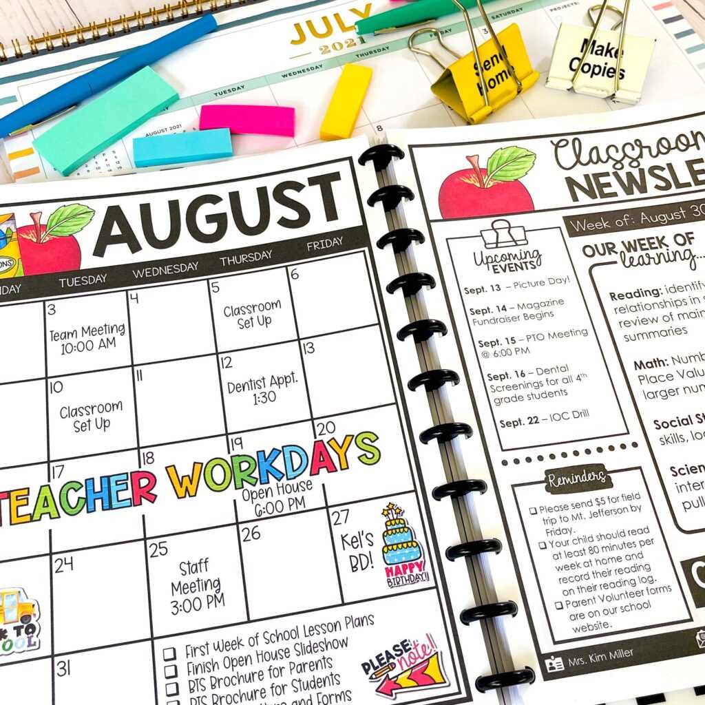 calendar for classroom template