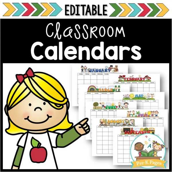 calendar for classroom template