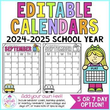 calendar for classroom template