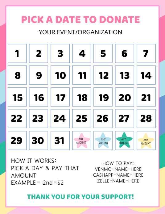 calendar fundraiser free template