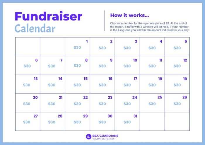 calendar fundraiser free template