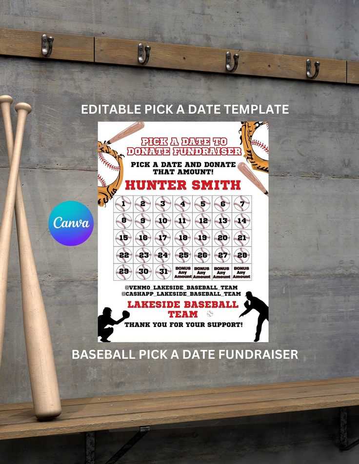 calendar fundraiser template baseball