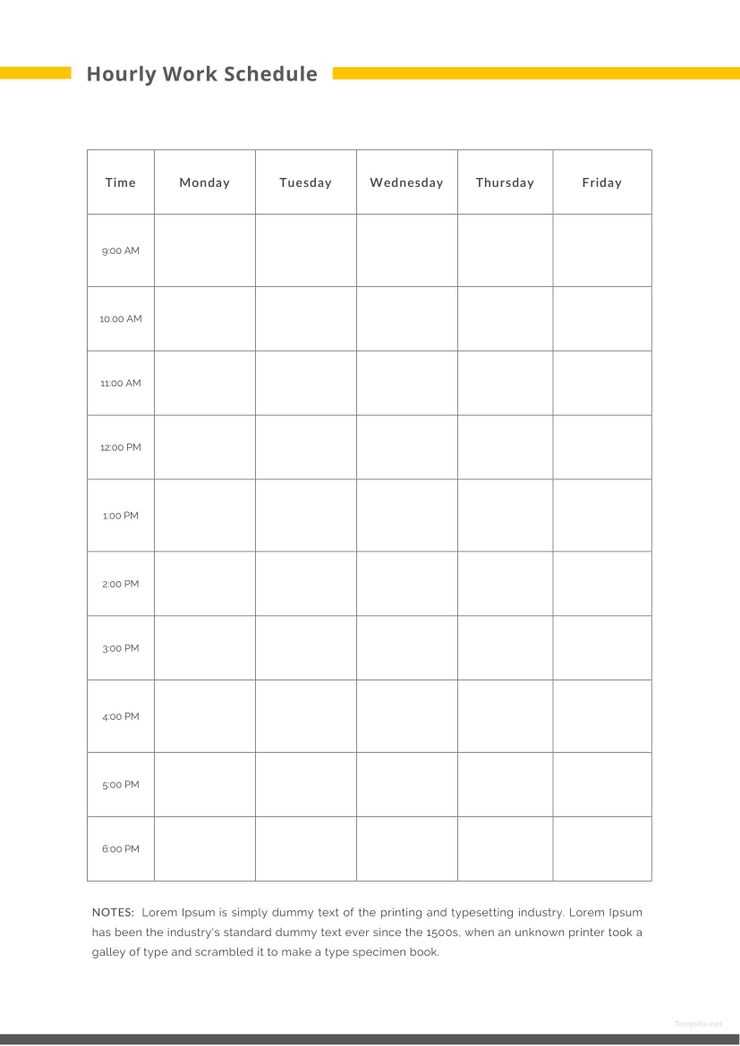 calendar hourly template