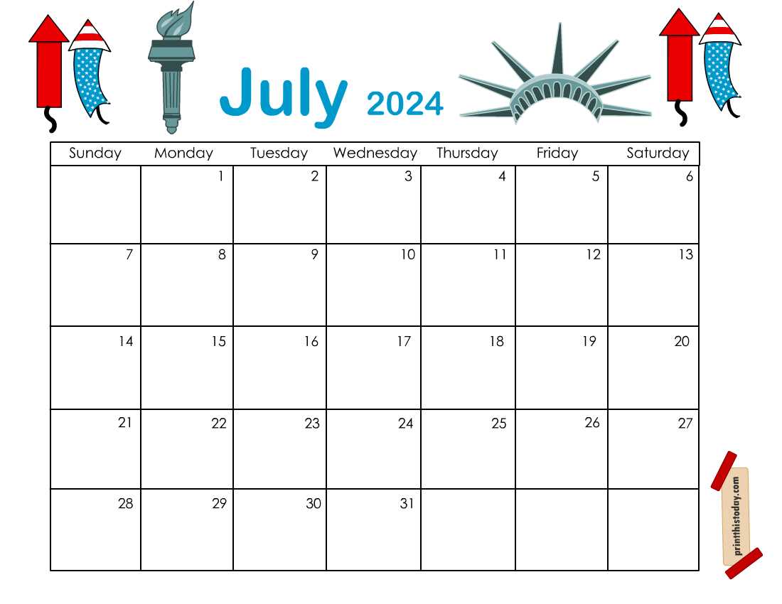 calendar july template