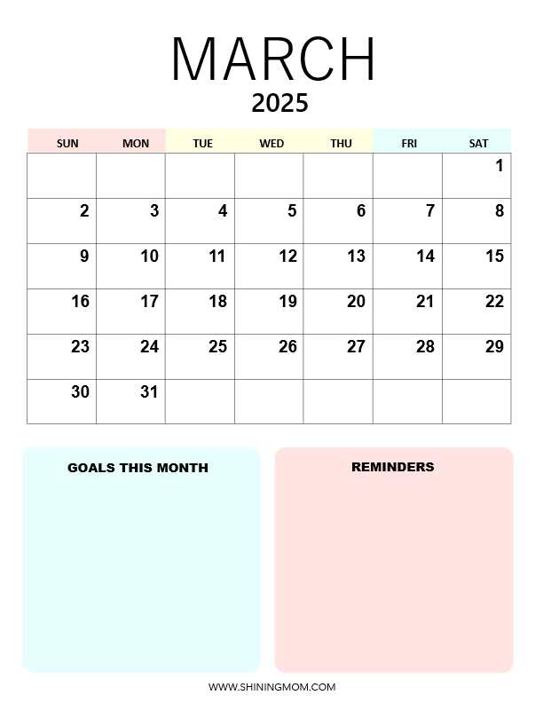 calendar notes template 2025