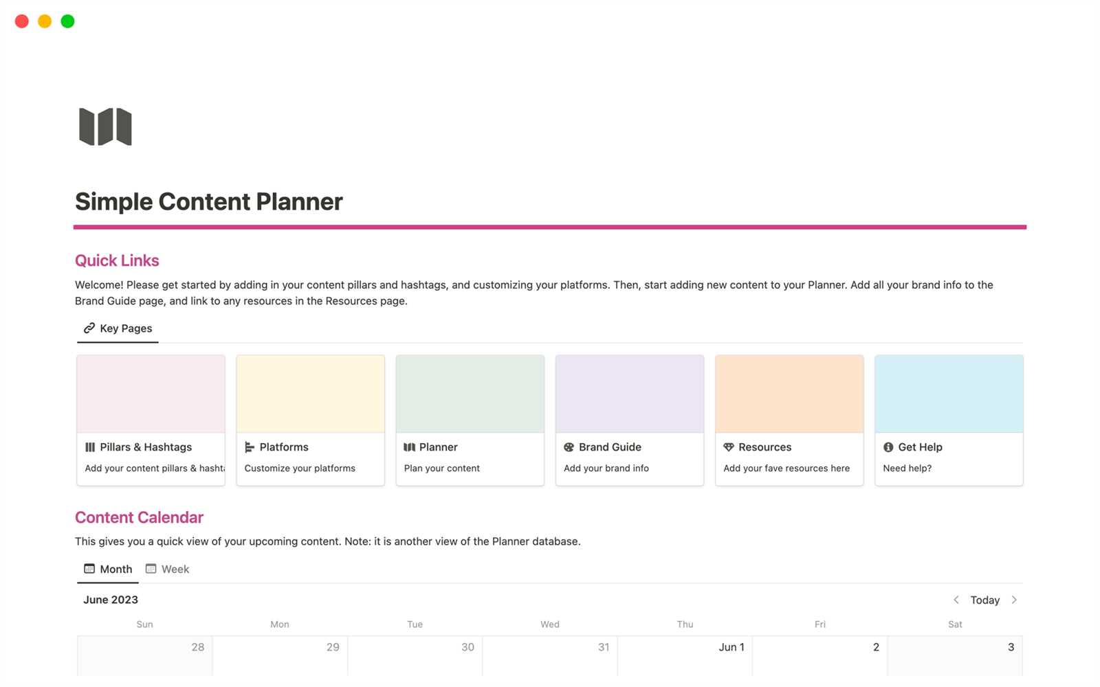 calendar notion template