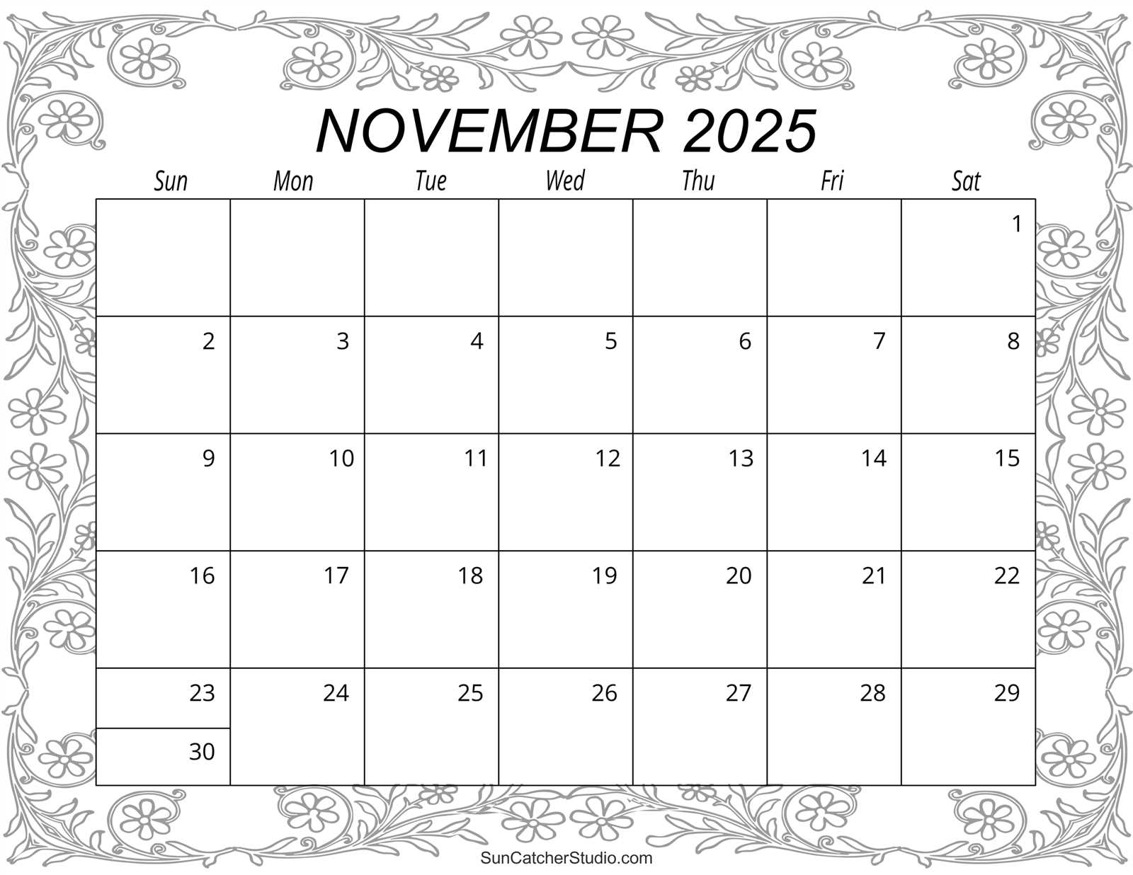 calendar november 2025 template