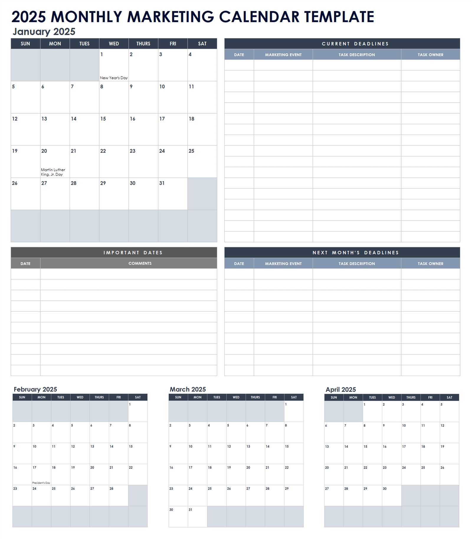 calendar of events 2025 template