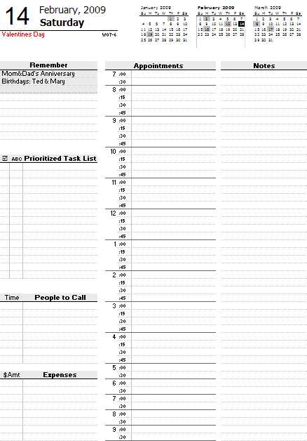 calendar planner template