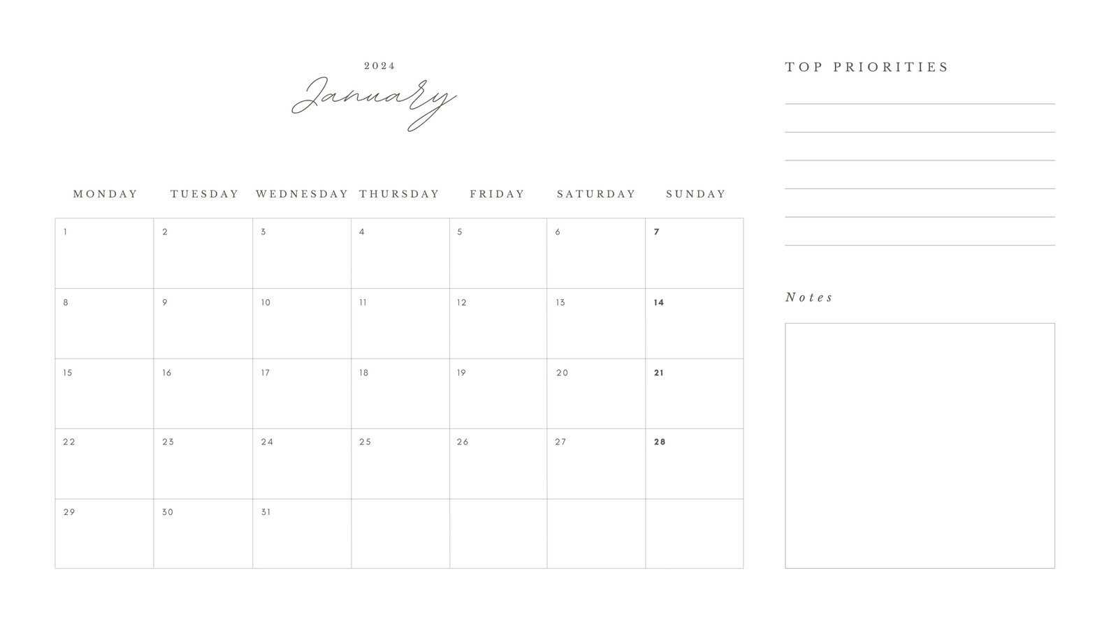 calendar printable templates