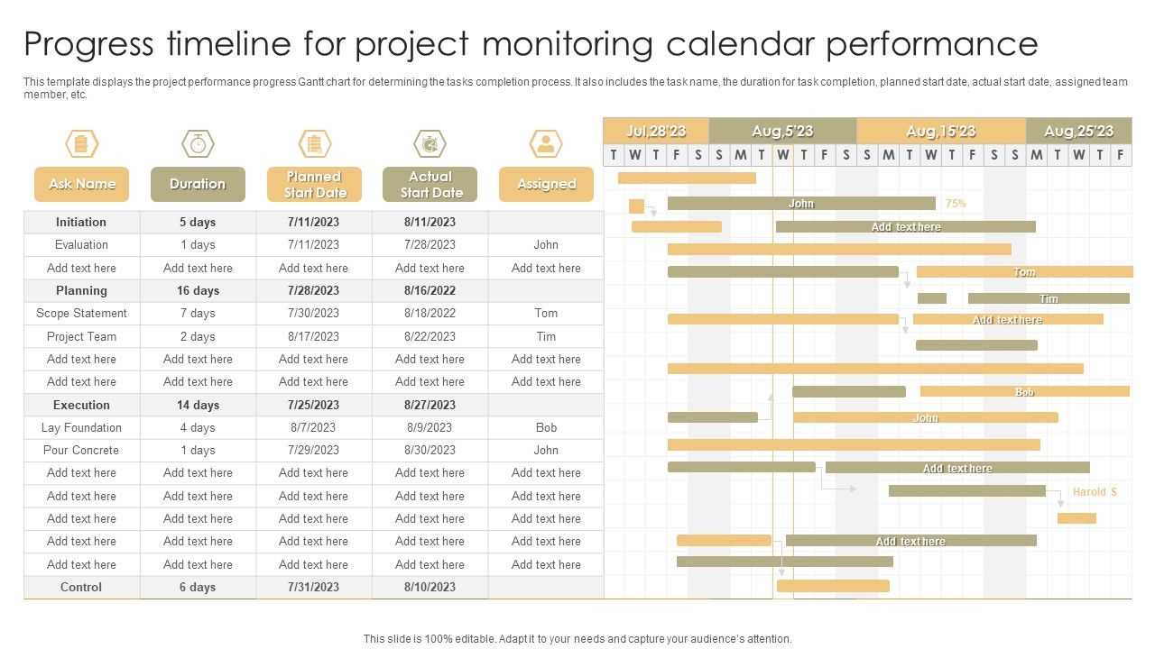 calendar project management template