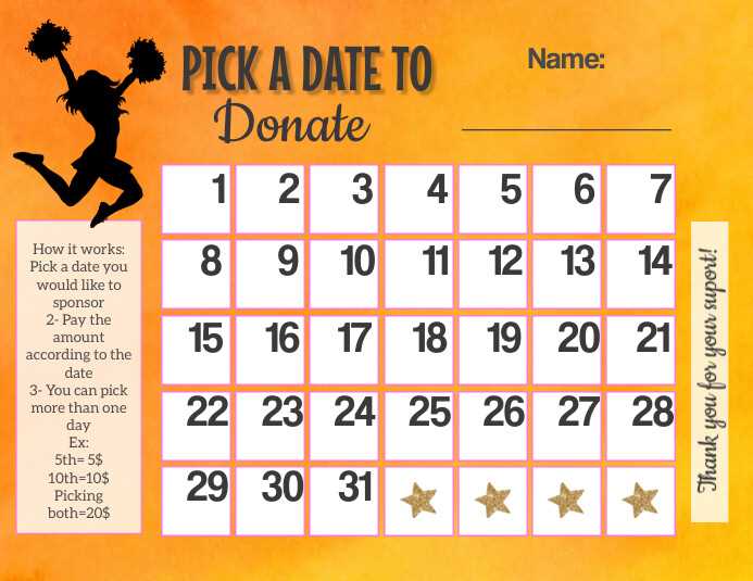 calendar raffle template