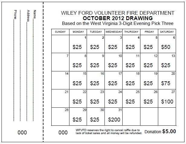 calendar raffle ticket template