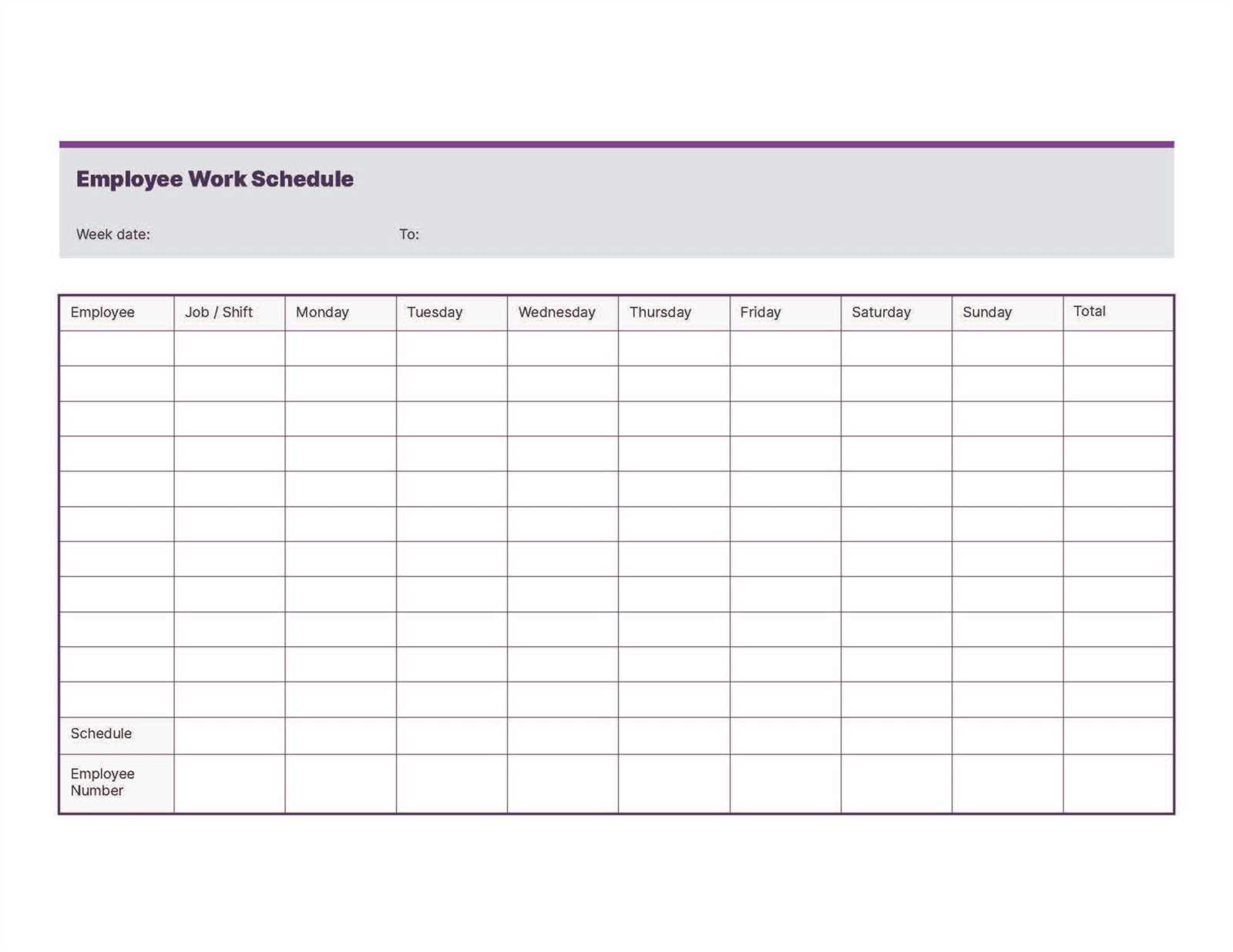 calendar schedule template