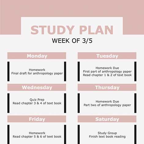 calendar study plan template