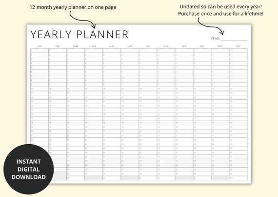 calendar template 12 months one page