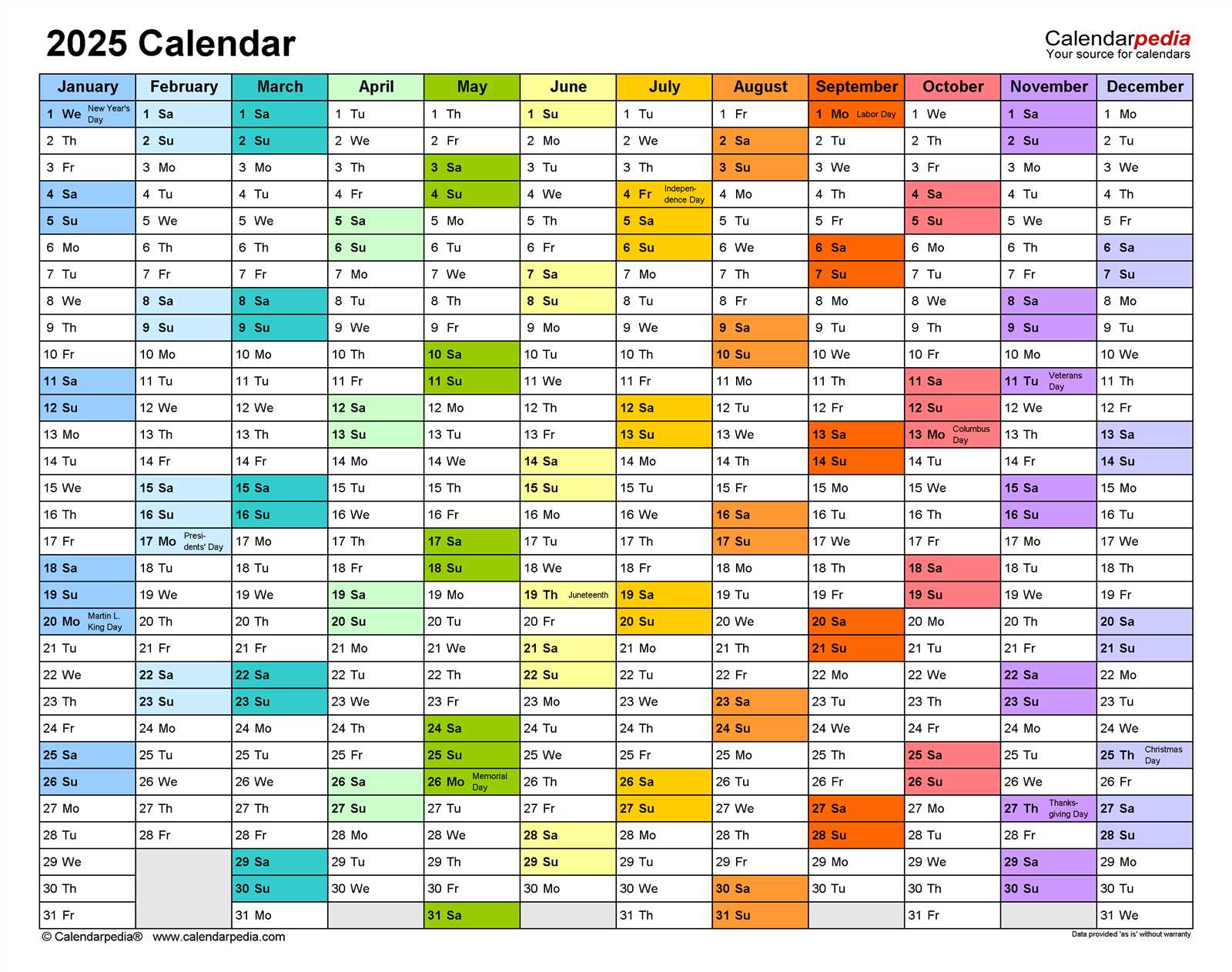 calendar template 2025 editable